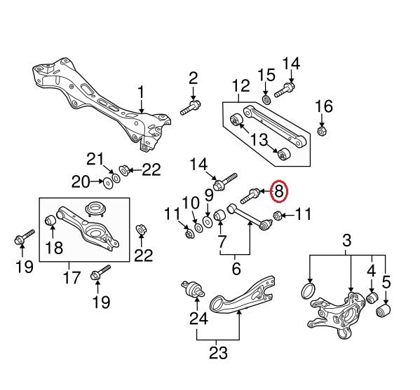 GENUINE Camber Lateral Rear Arm Adjust Bolt OEM Hyundai Kia *See Compatibility