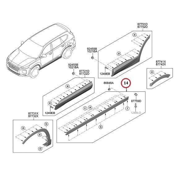 GENUINE Rocker Molding Sill RIGHT Passenger Side OEM Hyundai Santa Fe 2019-2023