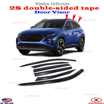 ⭐6pcs⭐ Window Door Visor Vent Shade Rain Guard fits 2022-2025 Hyundai Tucson