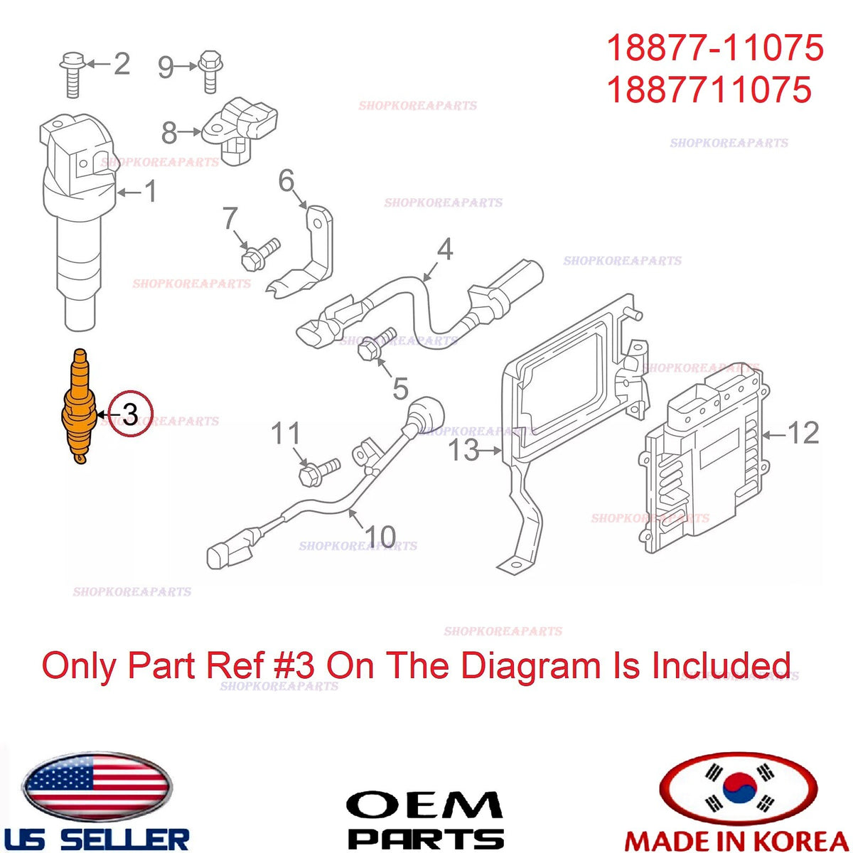 GENUINE Spark Plug 1pcs ⭐OEM⭐ Carnival 3.5L V6 Palisade 2022-2026 1887711075