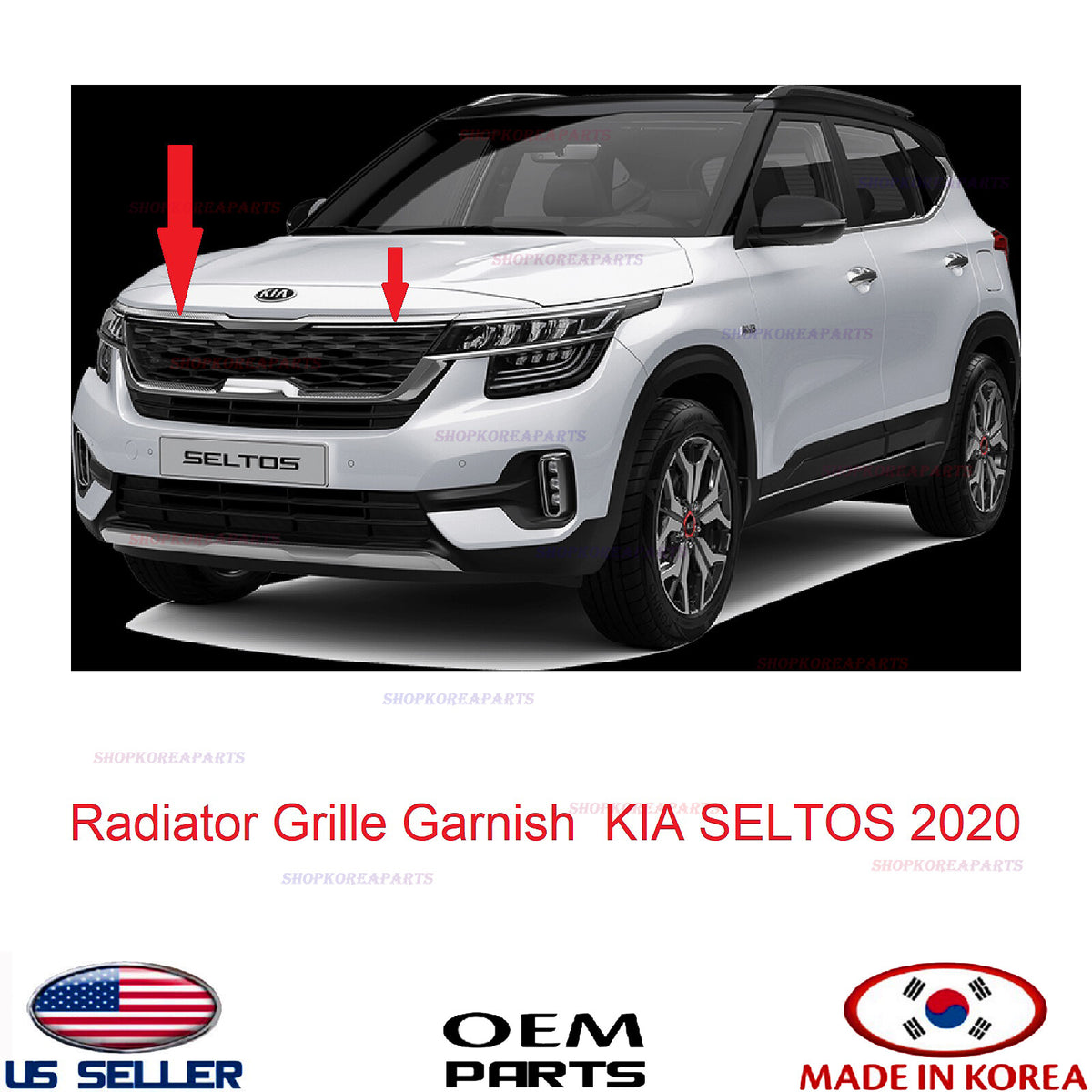GENUINE Front Radiator Grille Trim Bezel Upper DRL OEM Kia Seltos 1.6L 2020-2023