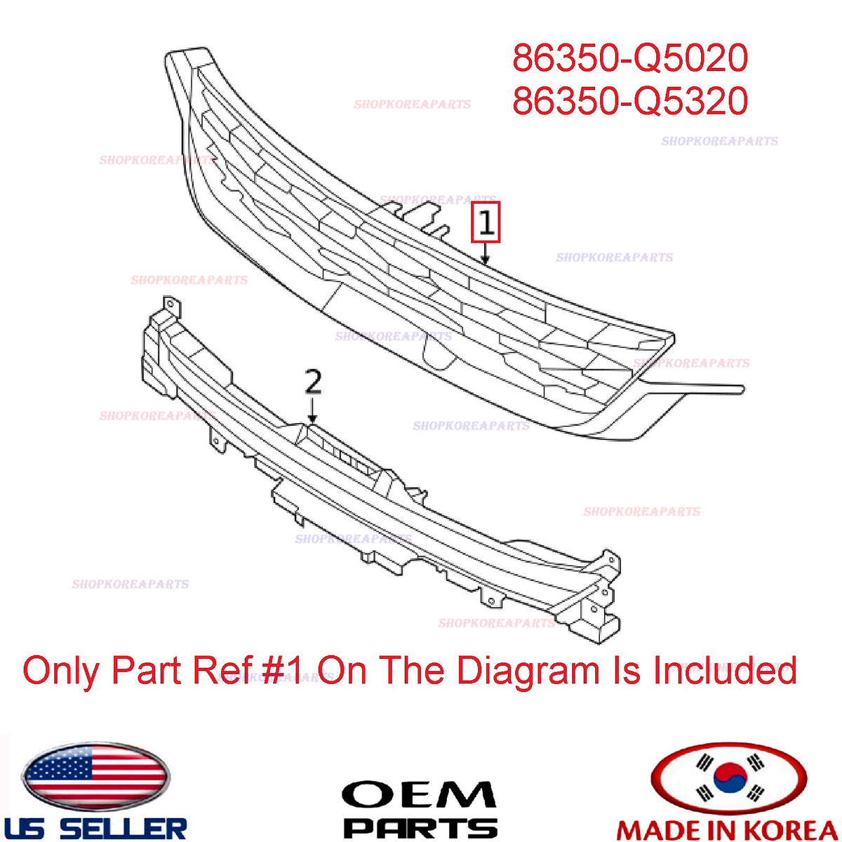 GENUINE Front Bumper Radiator Grille ⭐OEM⭐ Kia Seltos 2021-2023 86350-Q5020