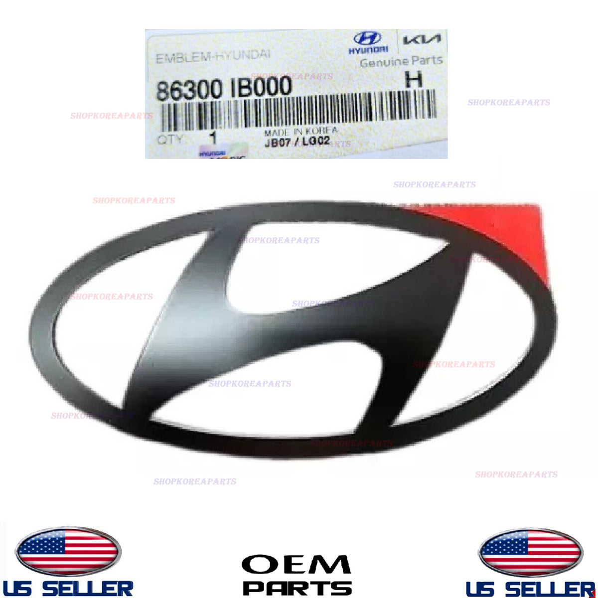 GENUINE OEM Front Hood Emblem Matt Black H Logo 2022-2025 Hyundai Elantra N