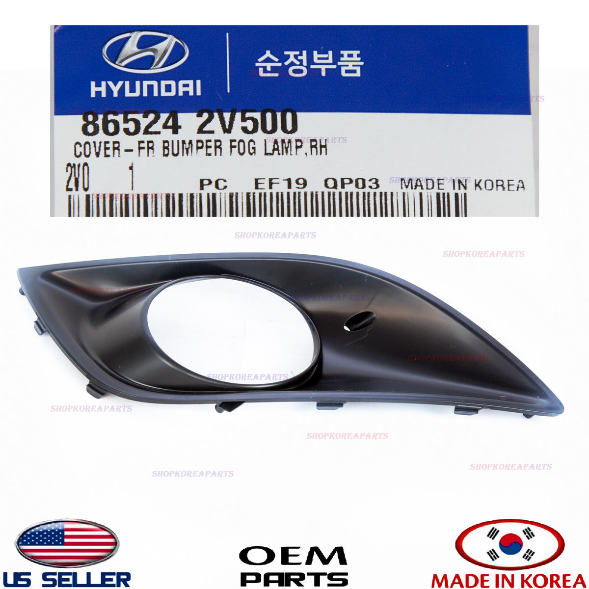 GENUINE Front Bumper Fog Lamp Cap Cover RIGHT Passenger Side OEM VELOSTER 12-17