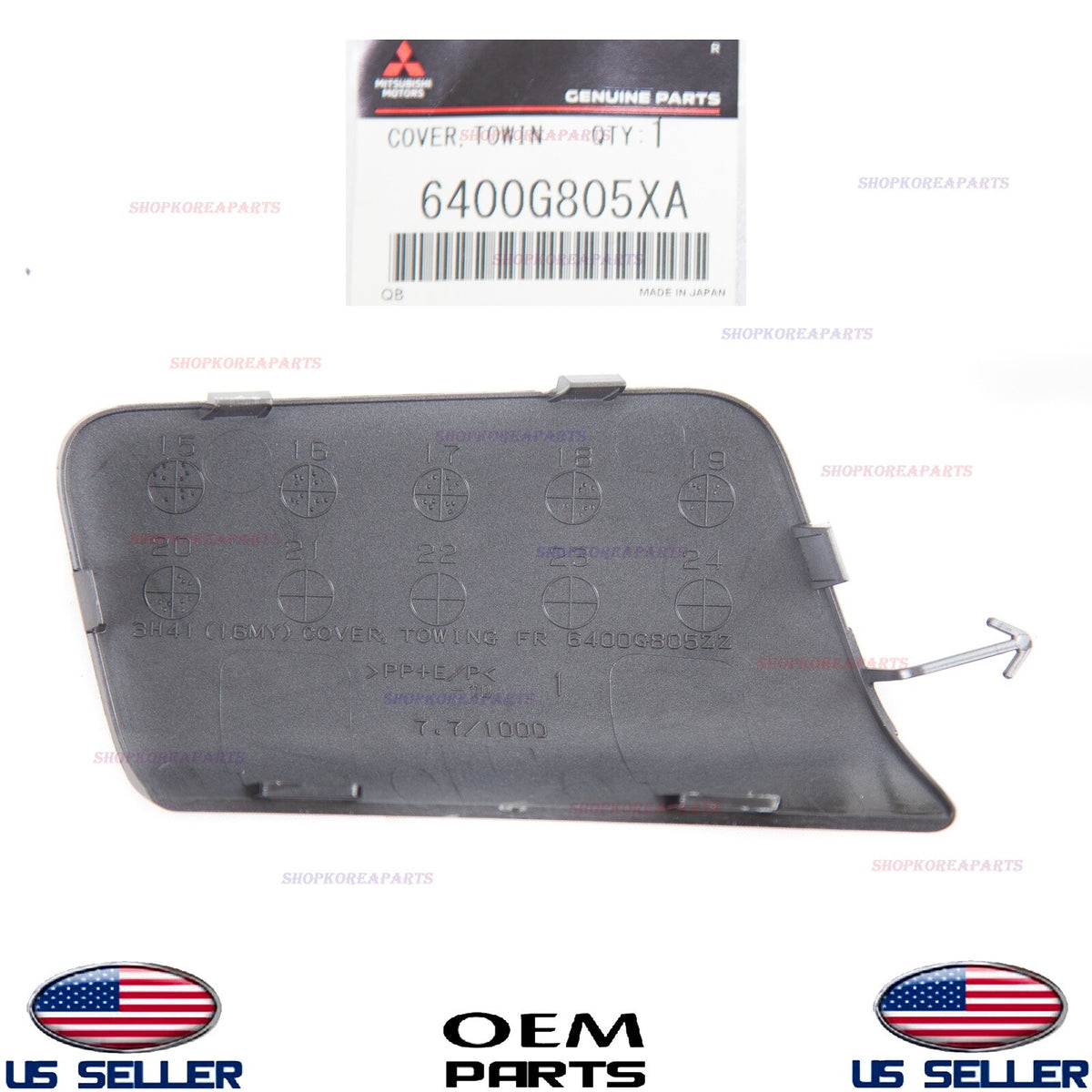 GENUINE OEM Front Bumper Tow Eye Hook Cap Cover BLACK 2016-17 Mitsubishi Lancer