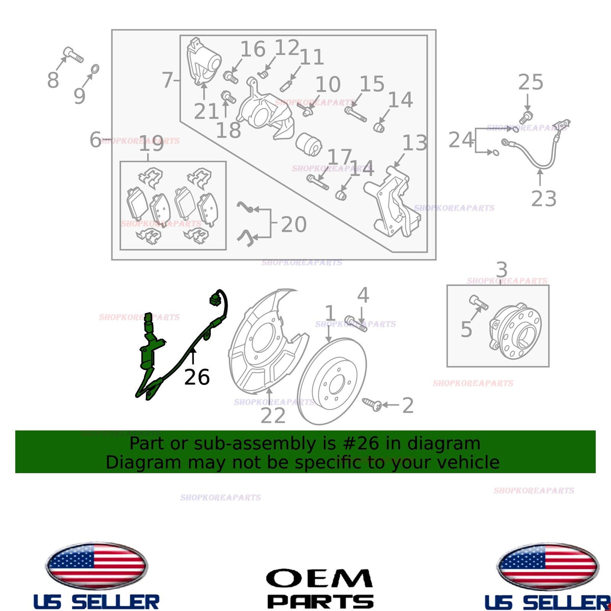GENUINE ABS Wheel Speed Sensor AWD Rear LEFT Driver 2020-25 Palisade Telluride