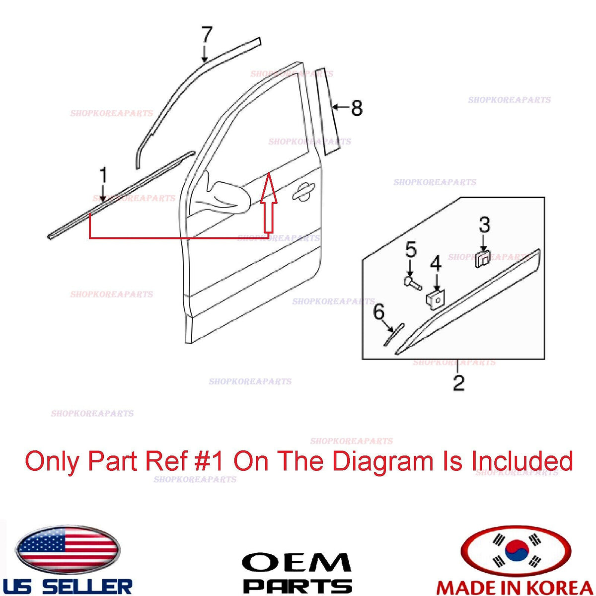 GENUINE Outside Weatherstrip Front Door RIGHT Passenger OEM Hyundai 82220-1C001