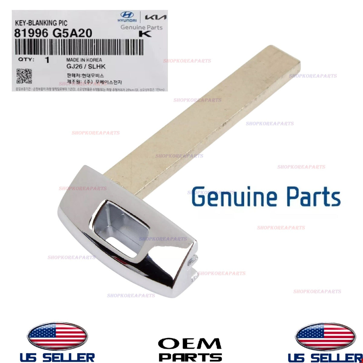 GENUINE OEM Key Blank Uncut Insert Key Blade 2017-2019 Kia Niro 81996-G5A20