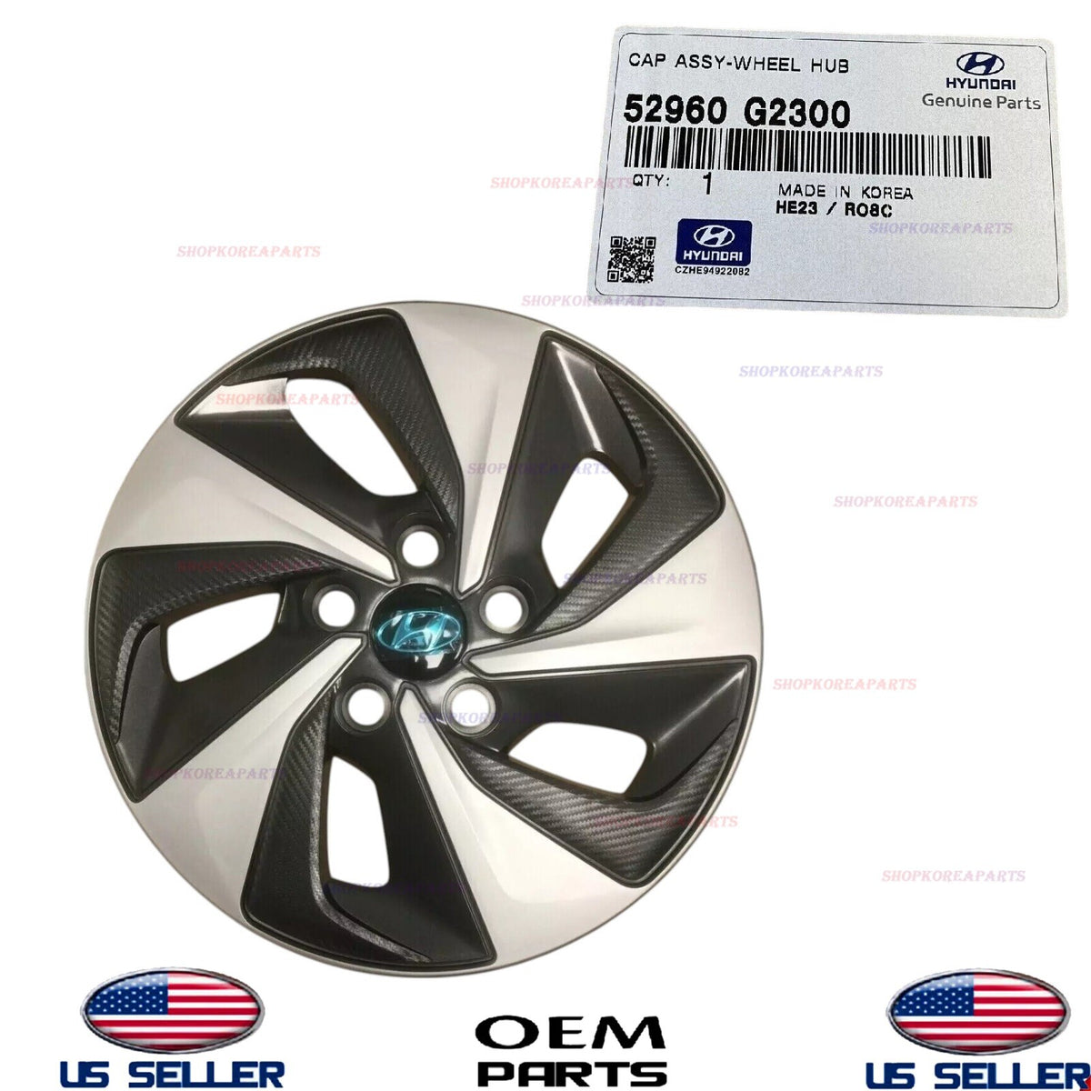 GENUINE Hubcap Hub Cap 15" Wheel Cover 2017-2019 Hyundai Ioniq 52960-G2300