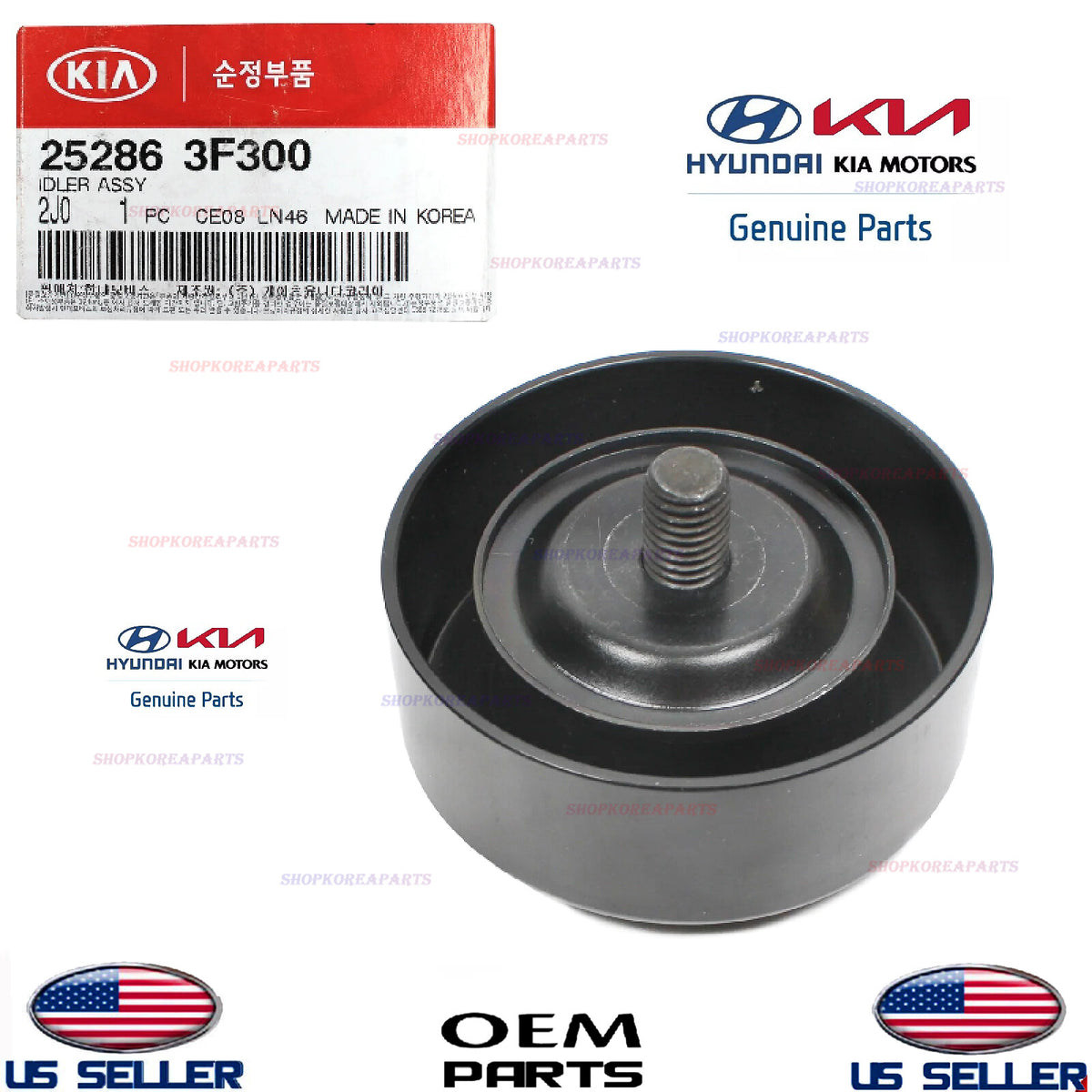 GENUINE OEM Idler Assembly 2009-2022 Hyundai Kia 4.6L 5.0L *See List 25286-3F300