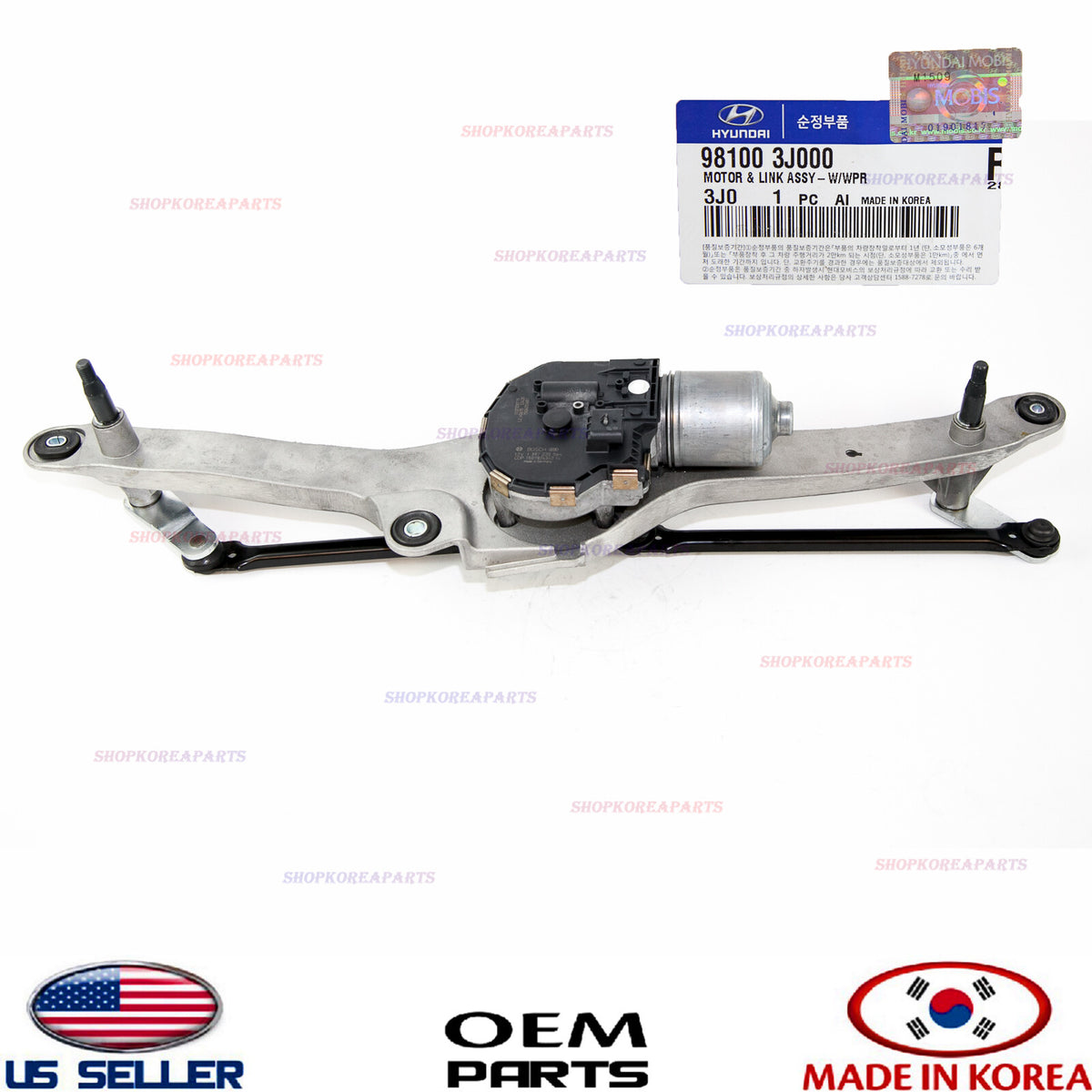 GENUINE Front Windshield Wiper Motor & Linkage Wiper OEM Hyundai Veracruz 07-12