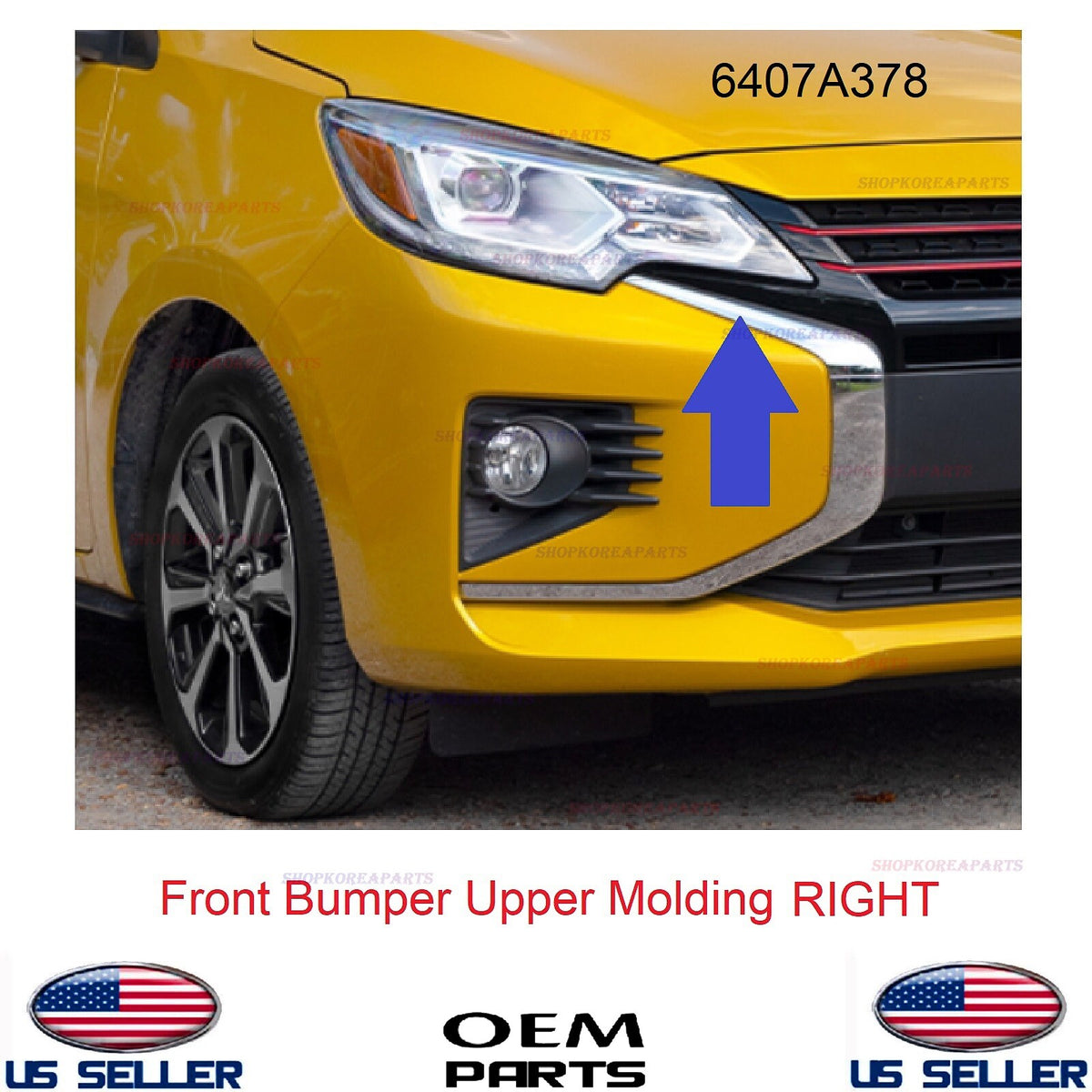 GENUINE Front Bumper Upper Molding RIGHT Passenger OEM Mitsubishi Mirage 2021-24