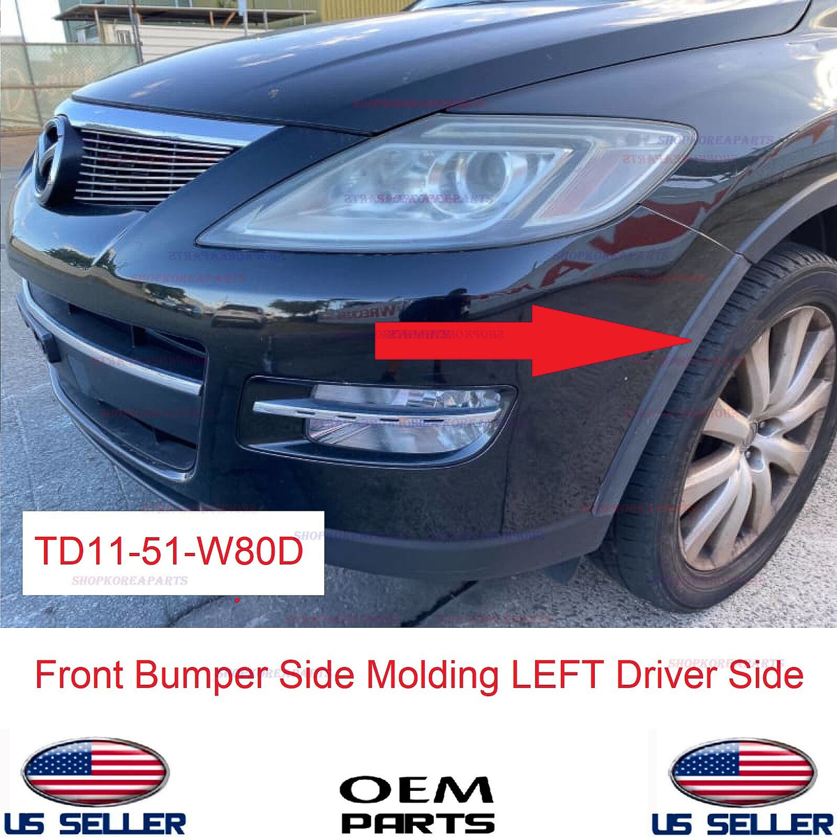 GENUINE Front Bumper Side Molding LEFT Driver Side ⭐OEM⭐ Mazda CX-9 2007-2009