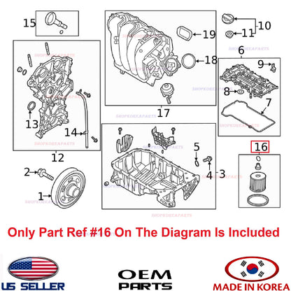 GENUINE Engine Oil Filter Kit ⭐OEM⭐ HYUNDAI 2.0L *See compatibility 263502J001