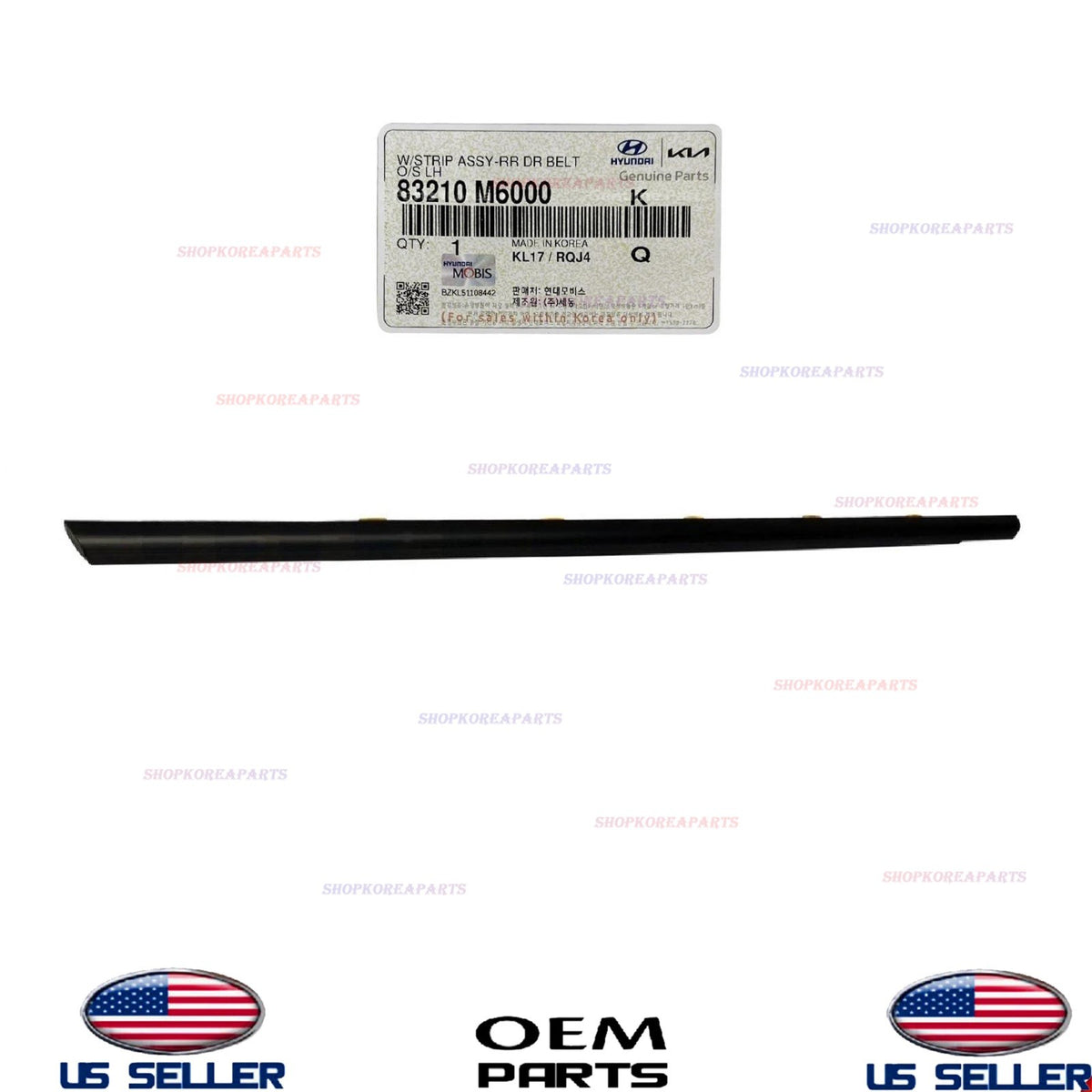 GENUINE Rear LEFT Driver Side Door Weatherstrip Molding BLACK 2019-24 Kia Forte
