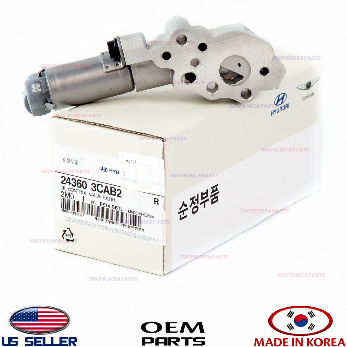 GENUINE OEM Right Exhaust Variable Valve Timing Solenoid Hyundai Kia 24360-3CAB2