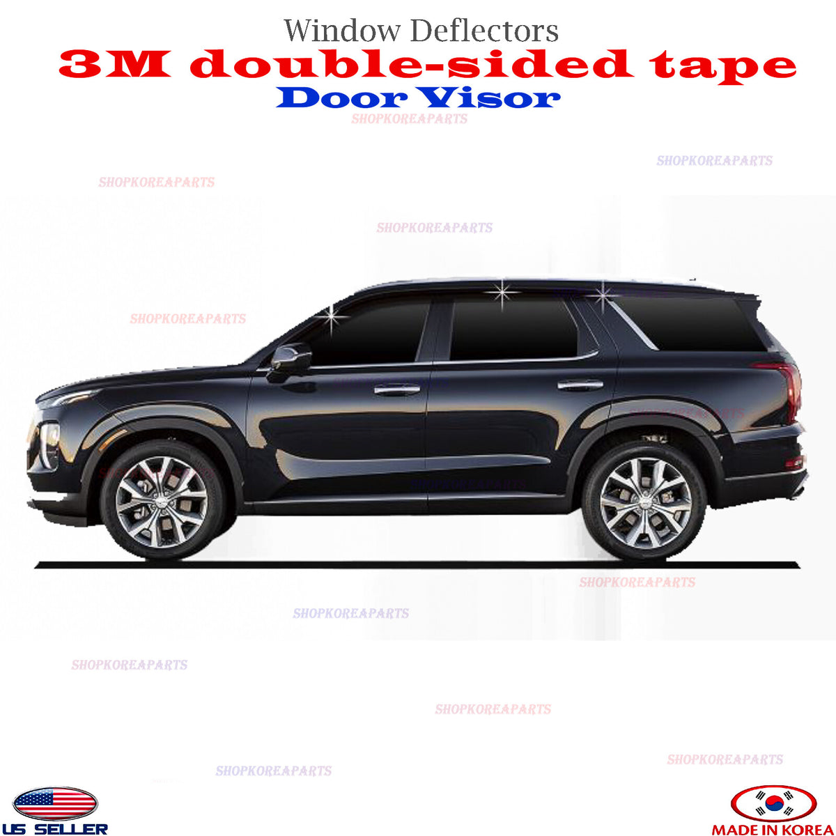 DOOR VISOR WINDOW WIND VENT DEFLECTOR fits HYUNDAI PALISADE 2019-2025 ⭐6pcs⭐
