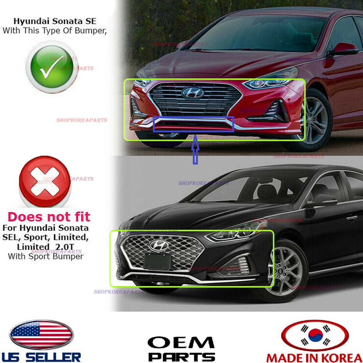 GENUINE Front Bumper Lower Grille ⭐OEM⭐ Hyundai Sonata SE SEL HYBRID 2018-2019
