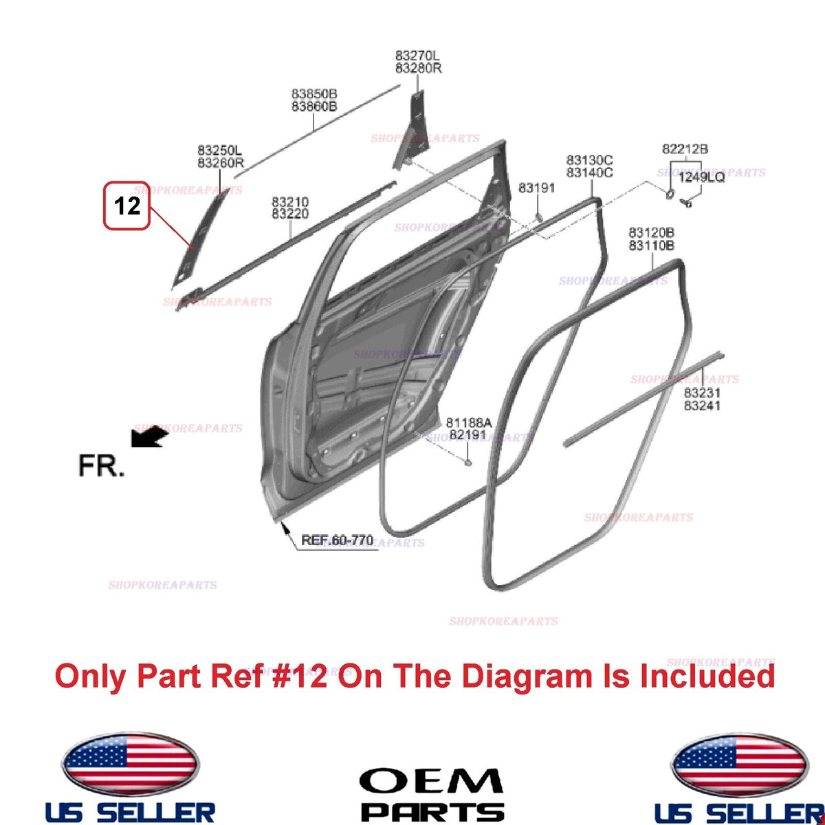 GENUINE Rear Door Garnish Pillar Applique RIGHT Passenger Side 20-25 Telluride