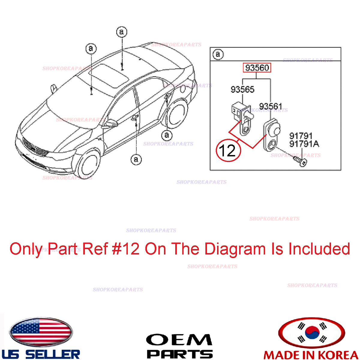 GENUINE Interior Light Lamp Switch Button ⭐OEM⭐ KIA FORTE 2010-2013 935601M500