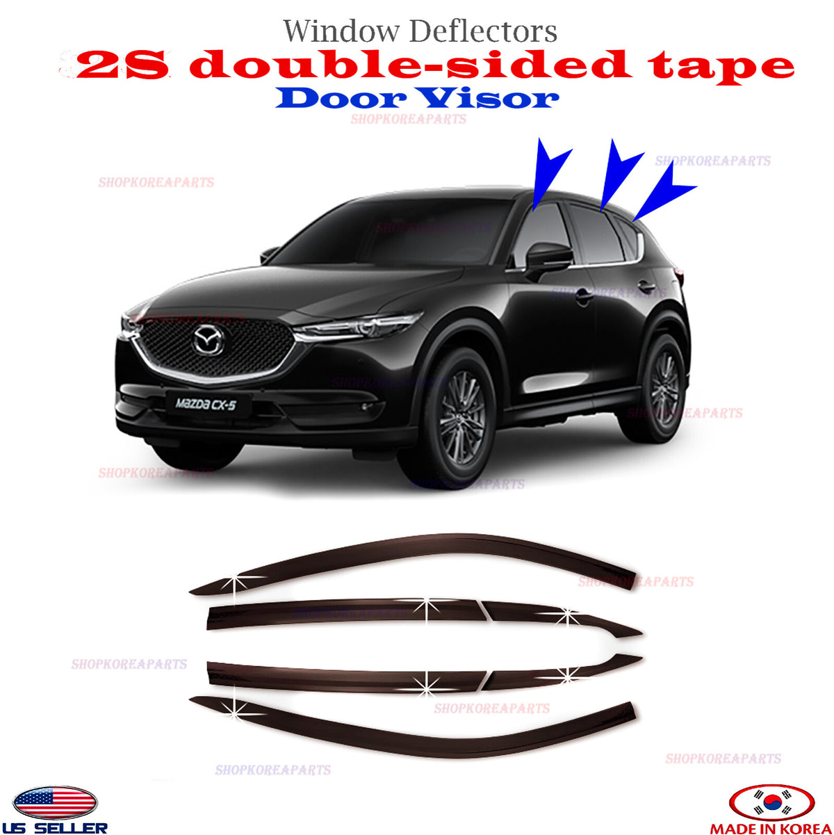 Door Visor Vent Shade Rain Window Guard fits for Mazda CX5 2017-2021 6pcs