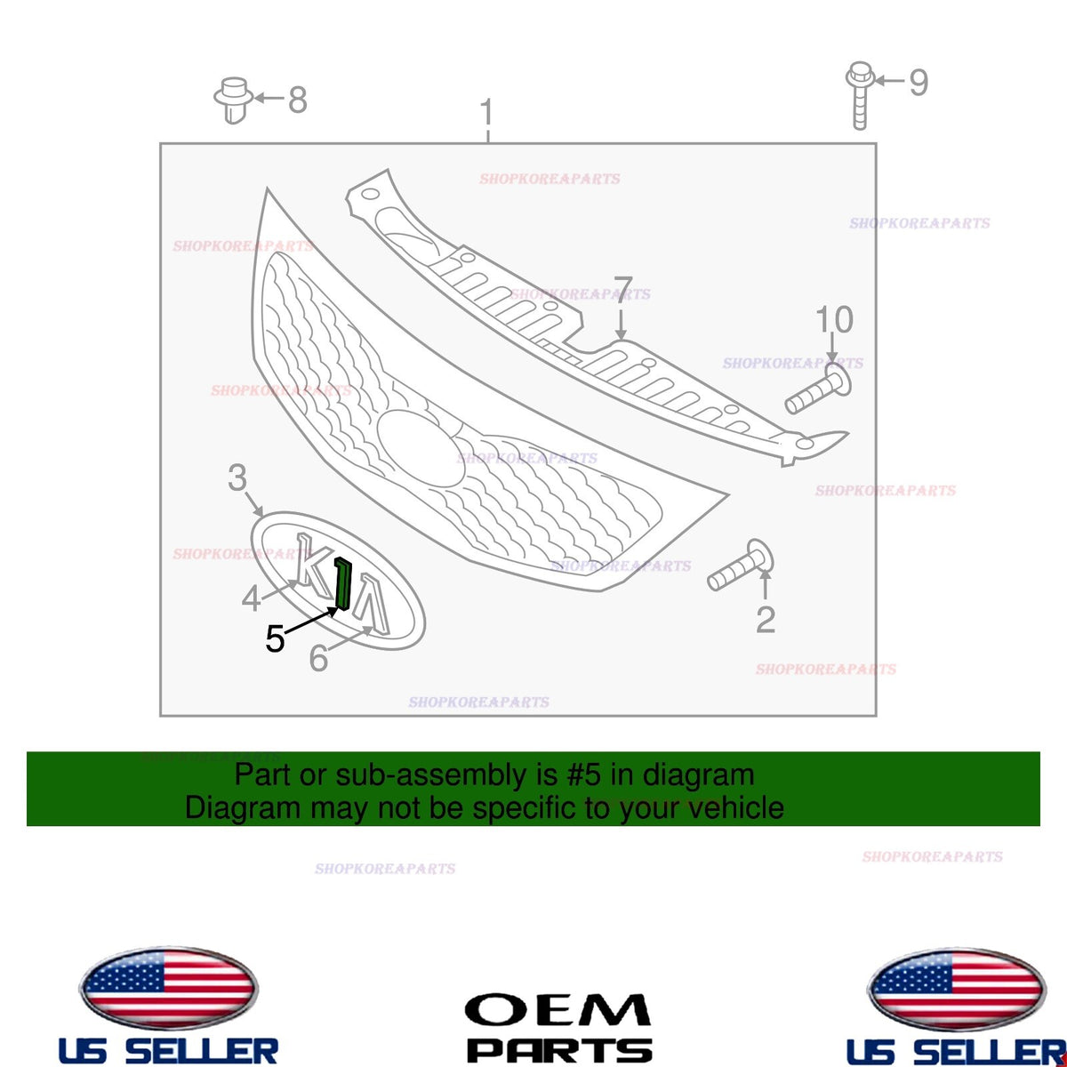 GENUINE OEM "I" Letter Front Emblem 2011-2013 Kia Sorento 86355-2P000