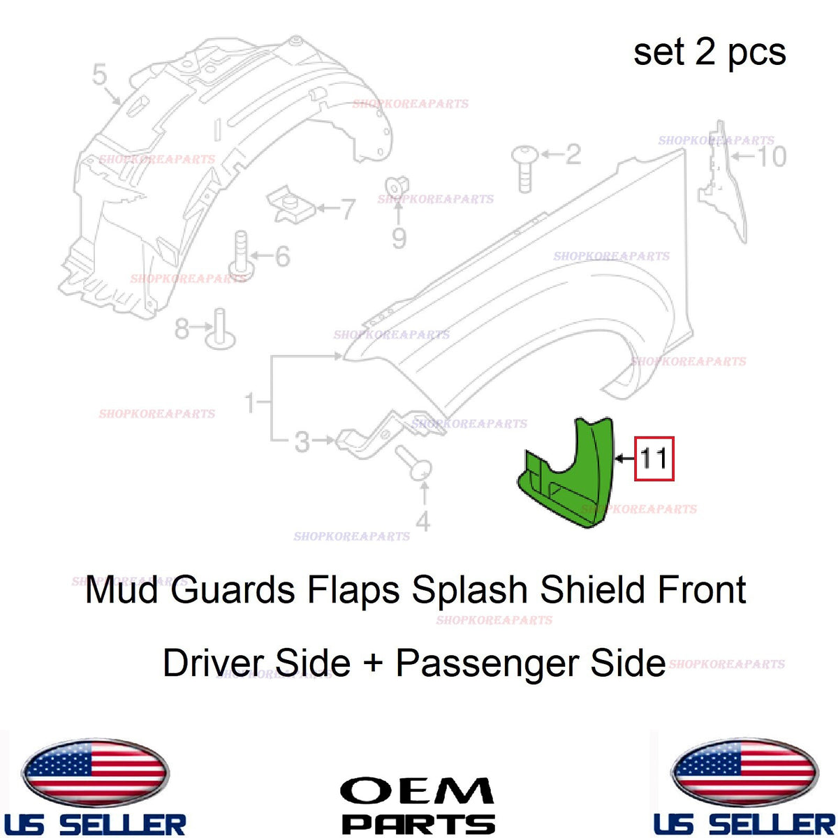GENUINE OEM Front Splash Guards Mud Flaps 2pcs 05–12 Pathfinder / 07–21 Frontier