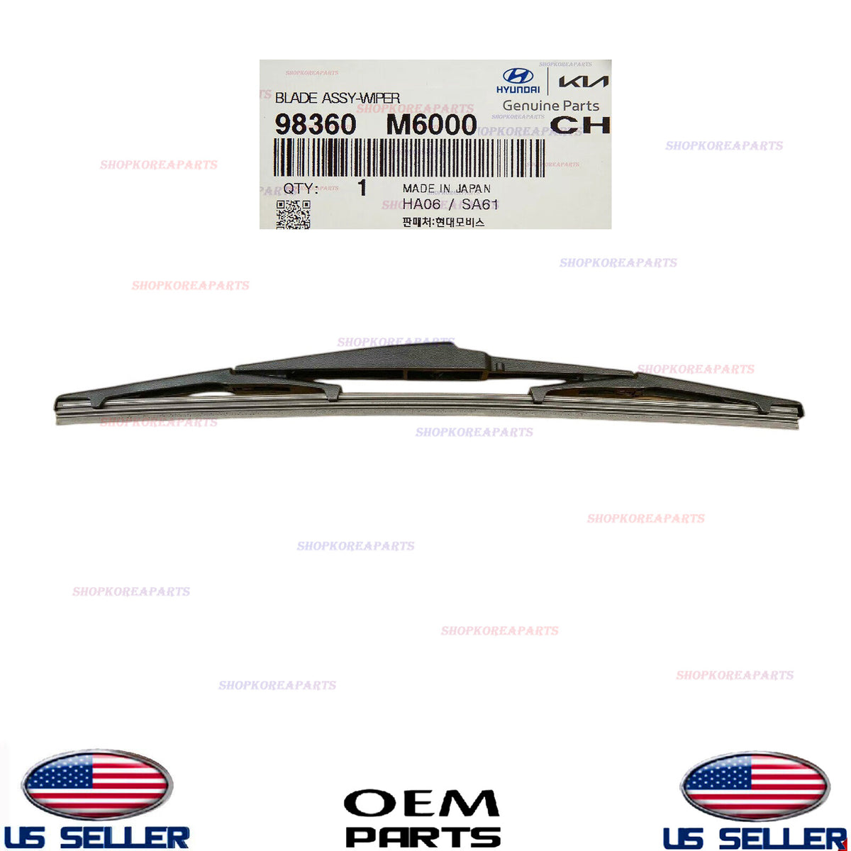 GENUINE Wiper Blade OEM Kia Forte HATCHBACK 2019-2024 98360M6000
