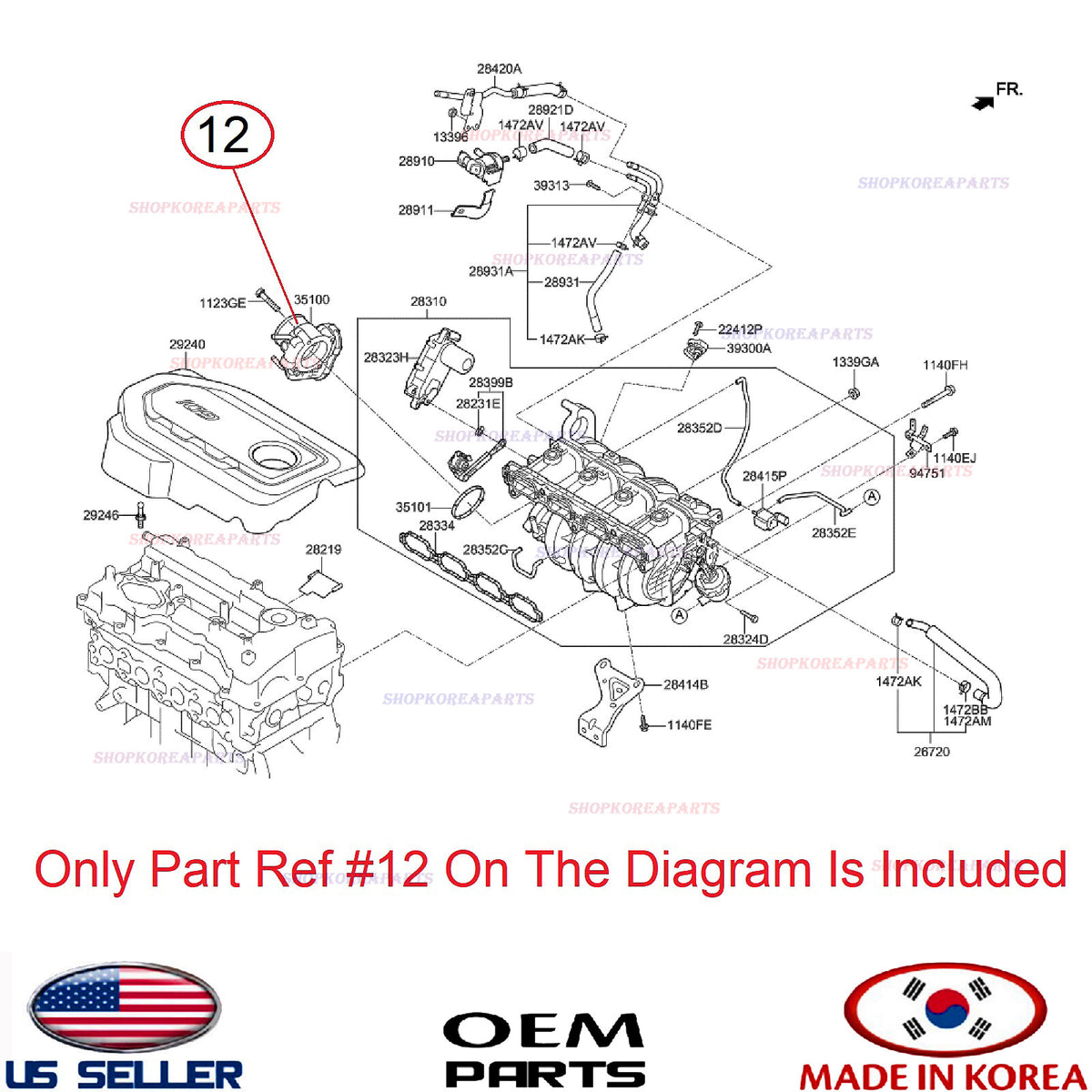 GENUINE OEM Throttle Body Assy 2.4L Hyundai Kia *See Compatibility 35100-2G600