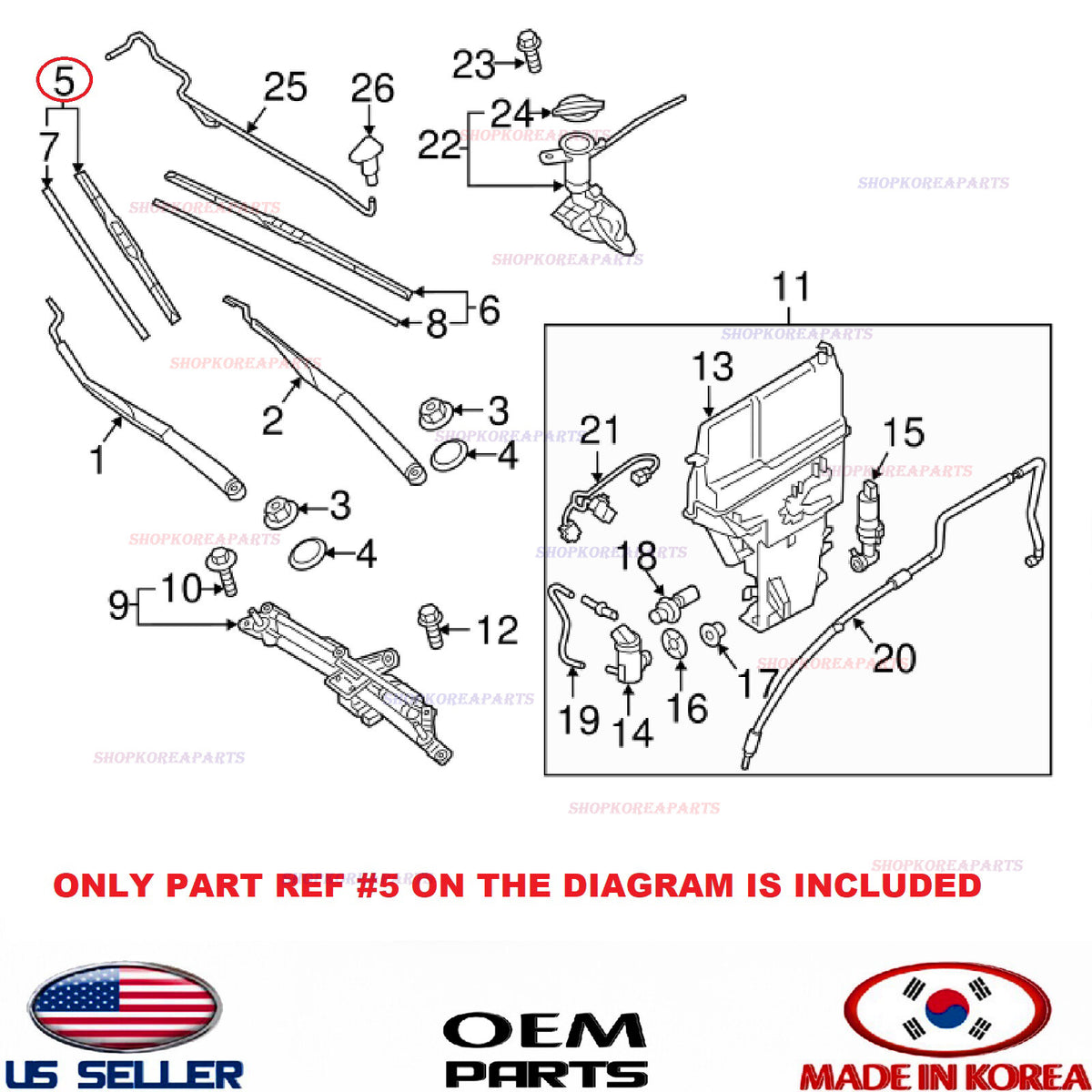 GENUINE Windshield Wiper Blade RIGHT Passenger Side OEM Ioniq G70 2019-2025