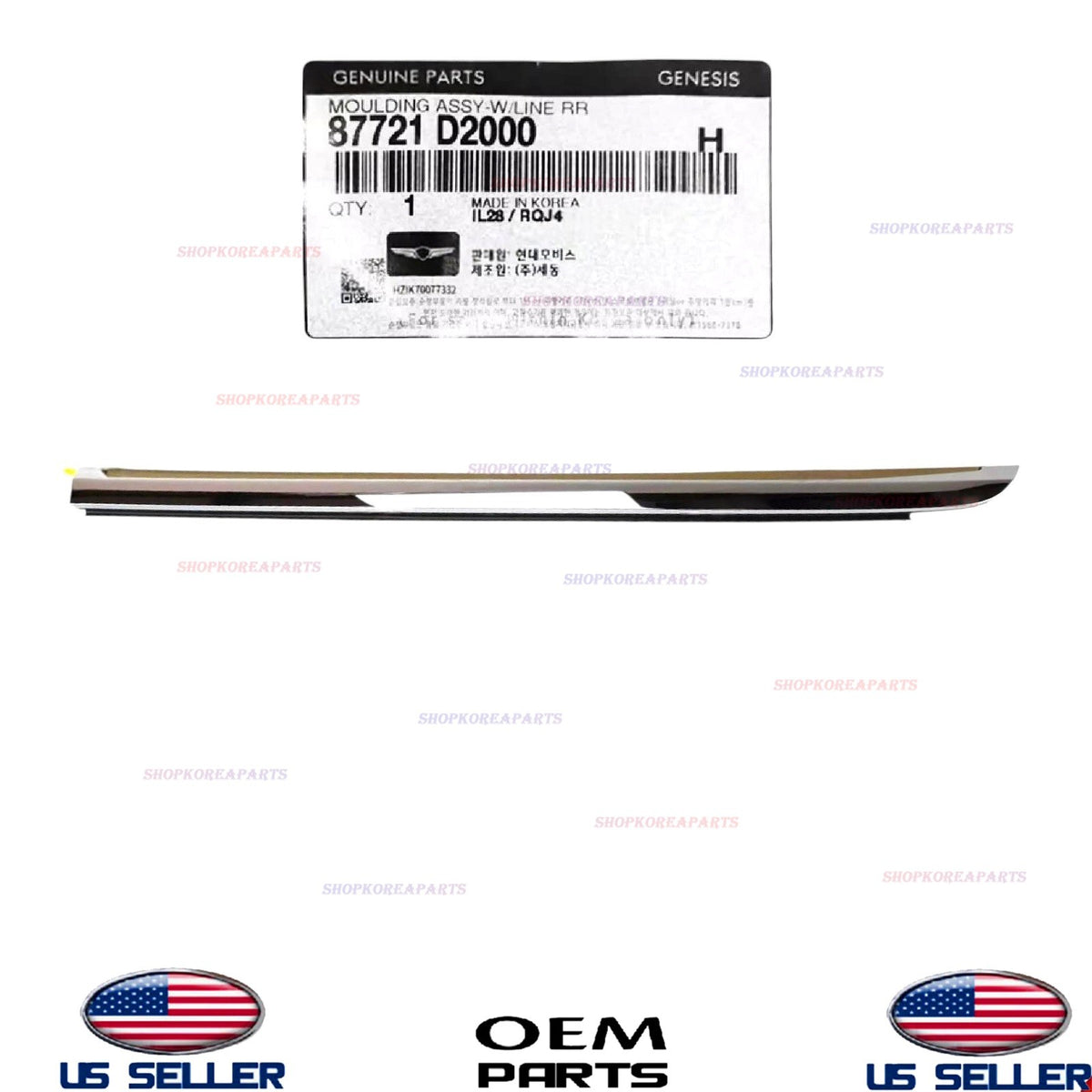 GENUINE Rear LEFT Driver Side Door Lower Molding Chrome 2017-2022 Genesis G90