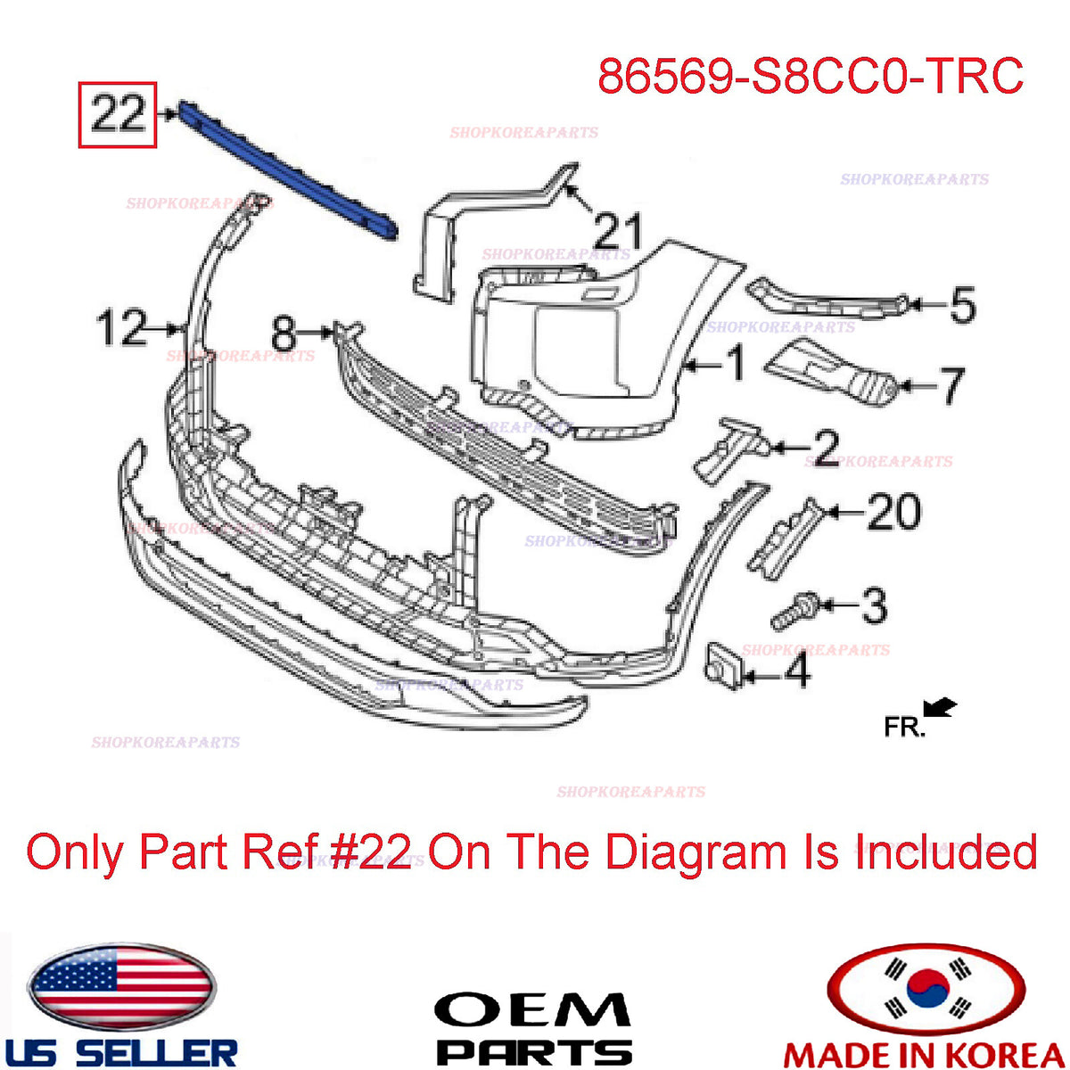 GENUINE Front Bumper Centr Molding Trim BLACK ⭐OEM⭐ Hyundai Palisade 2023-2025