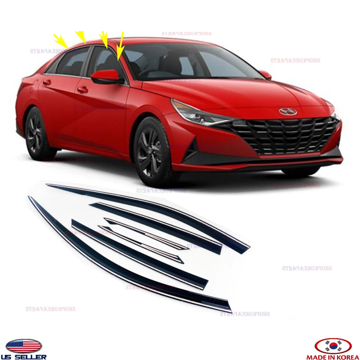 Door Visor Vent Shade Rain Window Guard DEFLECTOR fits for Elantra 2021 + ⭐6pcs⭐