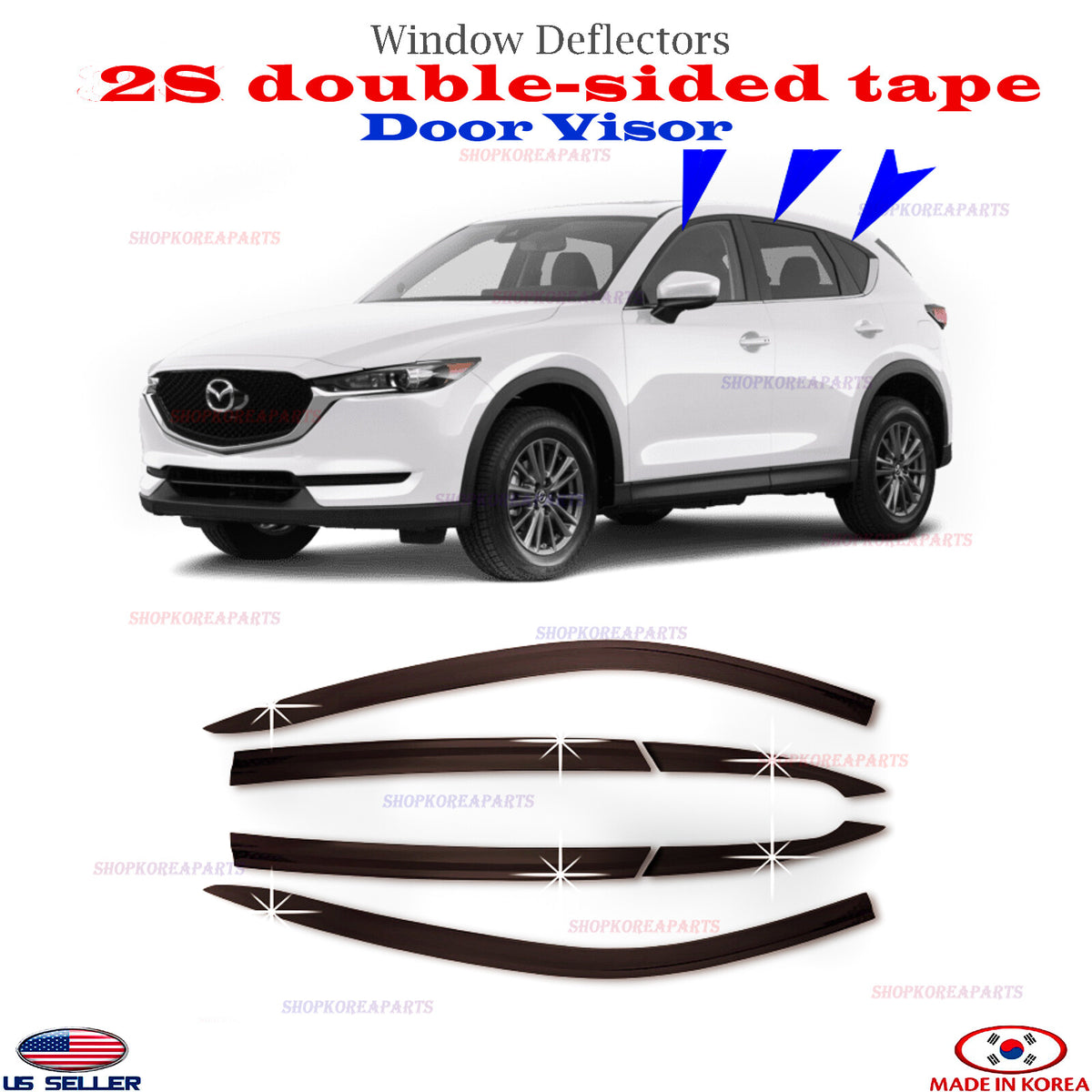 Door Visor Vent Shade Rain Window Guard fits for Mazda CX5 2017-2021 6pcs