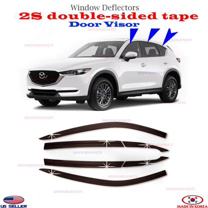 Door Visor Vent Shade Rain Window Guard fits for Mazda CX5 2017-2021 6pcs