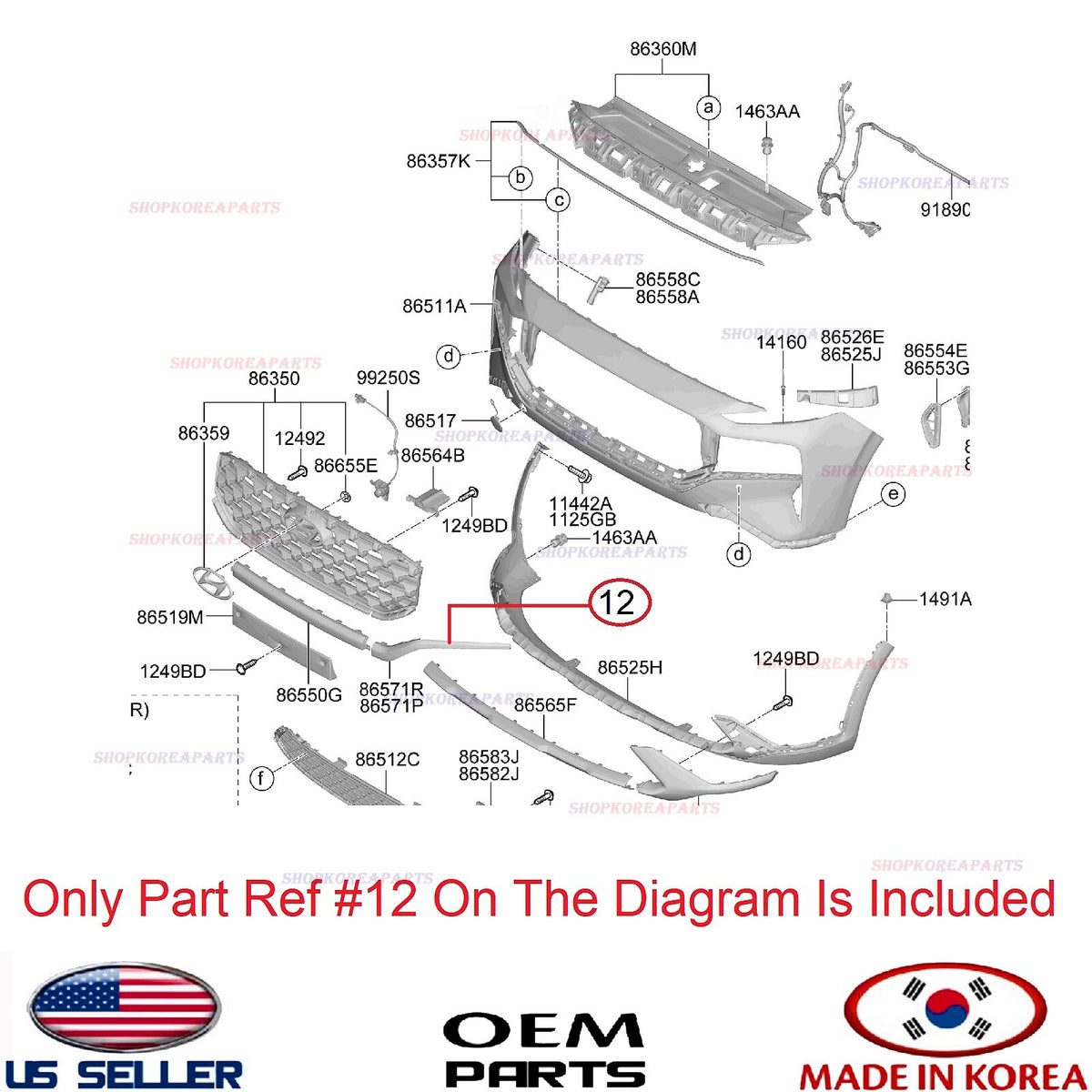 GENUINE Front Bumper Center Moulding LEFT Driver Side OEM Santa Fe 2021-2023