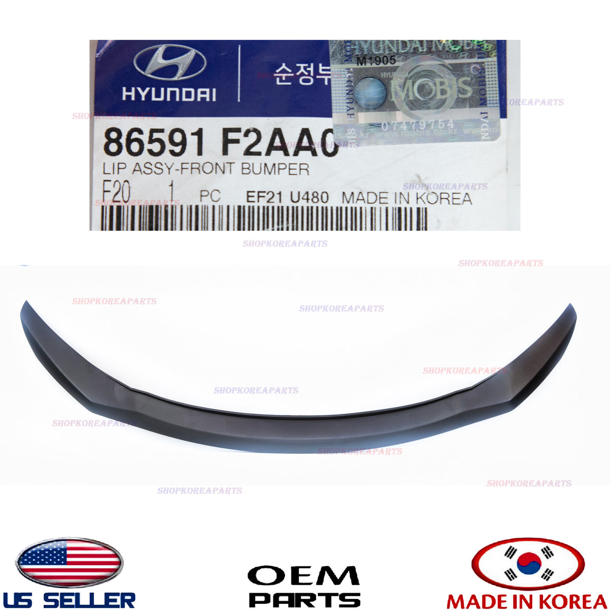 LOWER DEFLECTOR LIP FRONT BUMPER GENUINE! ELANTRA SEDAN 2019-2020 86591F2AA0