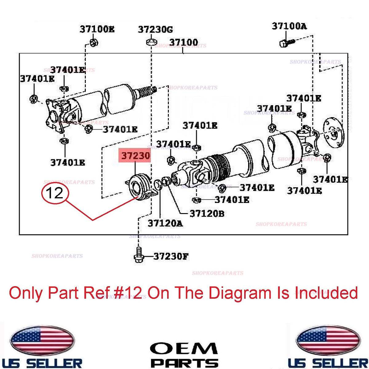 GENUINE OEM Propeller Shaft Center Bearing 4WD 2007–2021 Toyota Tundra