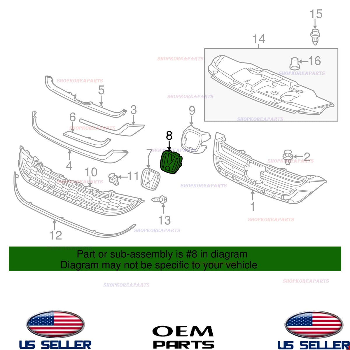 OEM Front Grille Emblem Mount Plate 2010-2011 Honda CR-V US Built 71122-SXS-A01