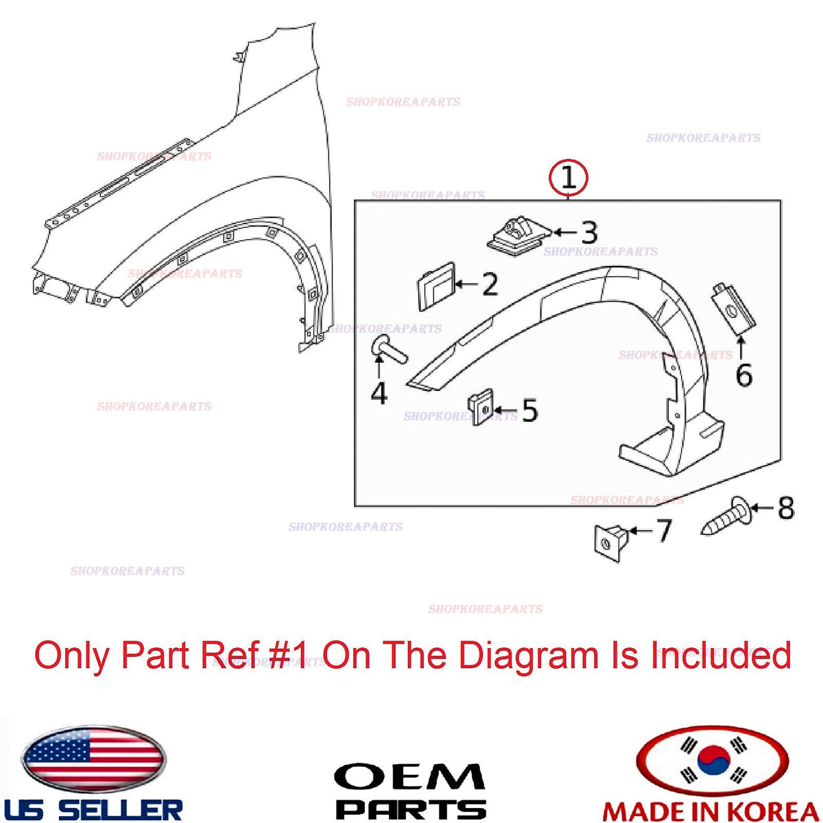 GENUINE OEM Front Fender Wheel Molding RIGHT Passenger Side 2020-2025 Palisade