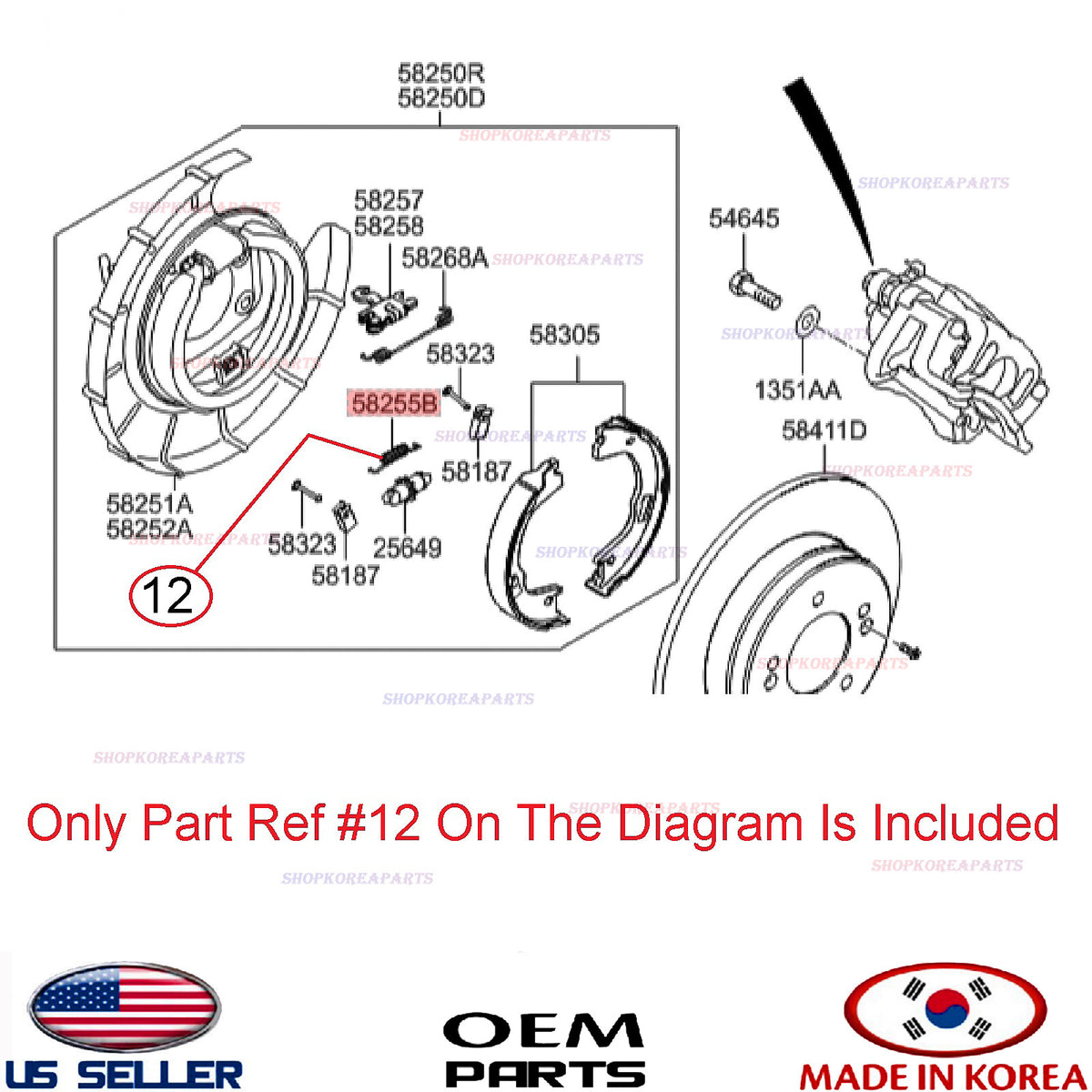 Parking Brake Shoe Return Spring Lower ⭐OEM⭐ HYUNDAI KIA *See Compatibility