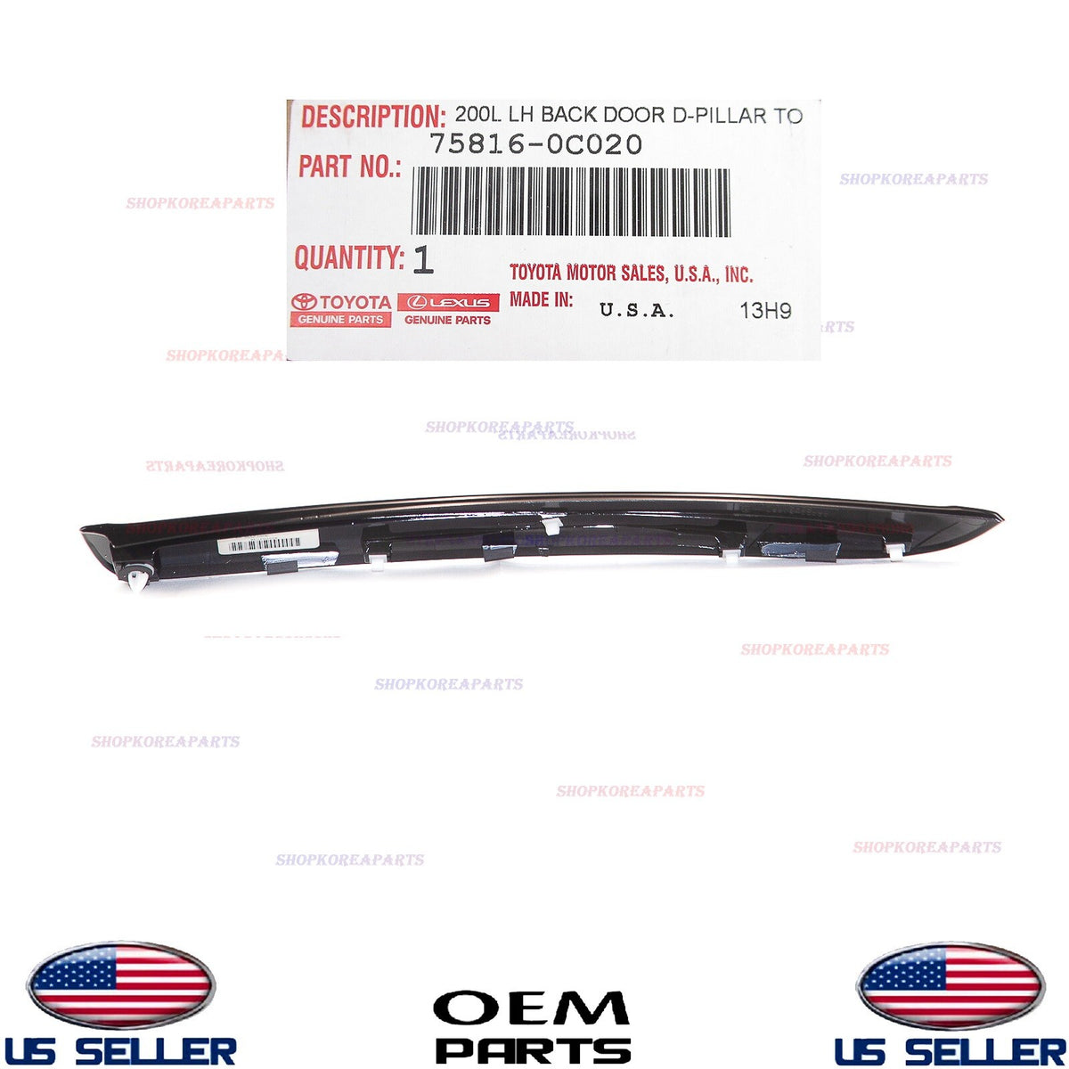 GENUINE Back Door Outer Moulding LEFT Driver Side OEM Toyota Sequoia 2008-2022