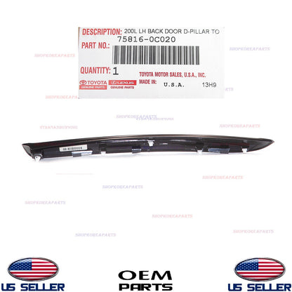 GENUINE Back Door Outer Moulding LEFT Driver Side OEM Toyota Sequoia 2008-2022