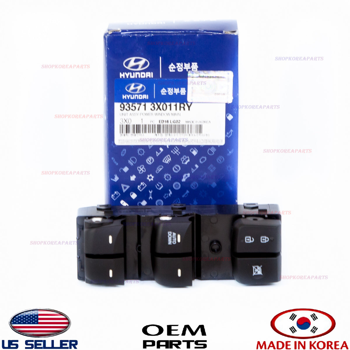 GENUINE Front Door Left Power Window Switch ⭐OEM⭐ Elantra Sedan 14-16 "AUTO DOWN