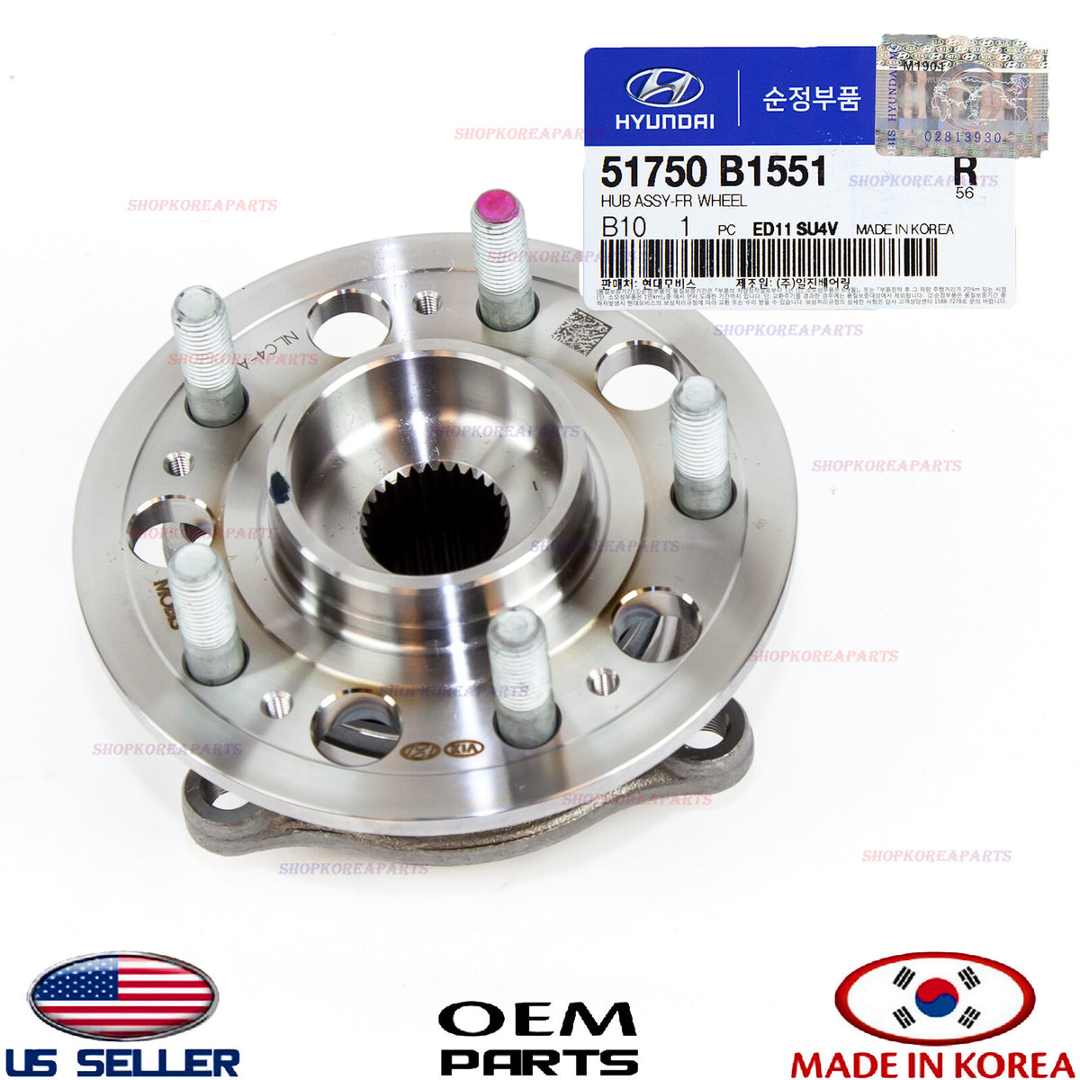 WHEEL HUB & BEARING FRONT GENUINE G80 GENESIS 3.8L 4WD 2015-2017 51750B1551