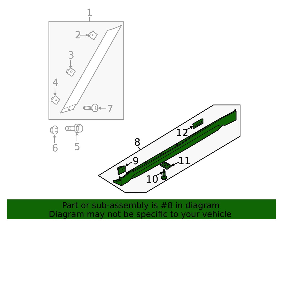 GENUINE OEM LEFT Driver Side Rocker Molding 2012-2017 Veloster 877512V500DS