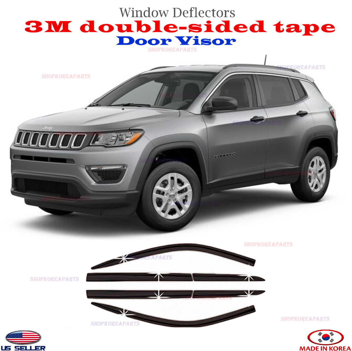 SMOKED DOOR VISOR WINDOW VENT DEFLECTOR ⭐6pcs⭐ fits for Jeep Compass 2017-2024