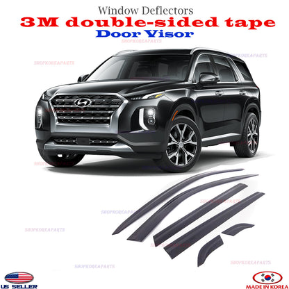 DOOR VISOR WINDOW WIND VENT DEFLECTOR fits HYUNDAI PALISADE 2019-2025 ⭐6pcs⭐