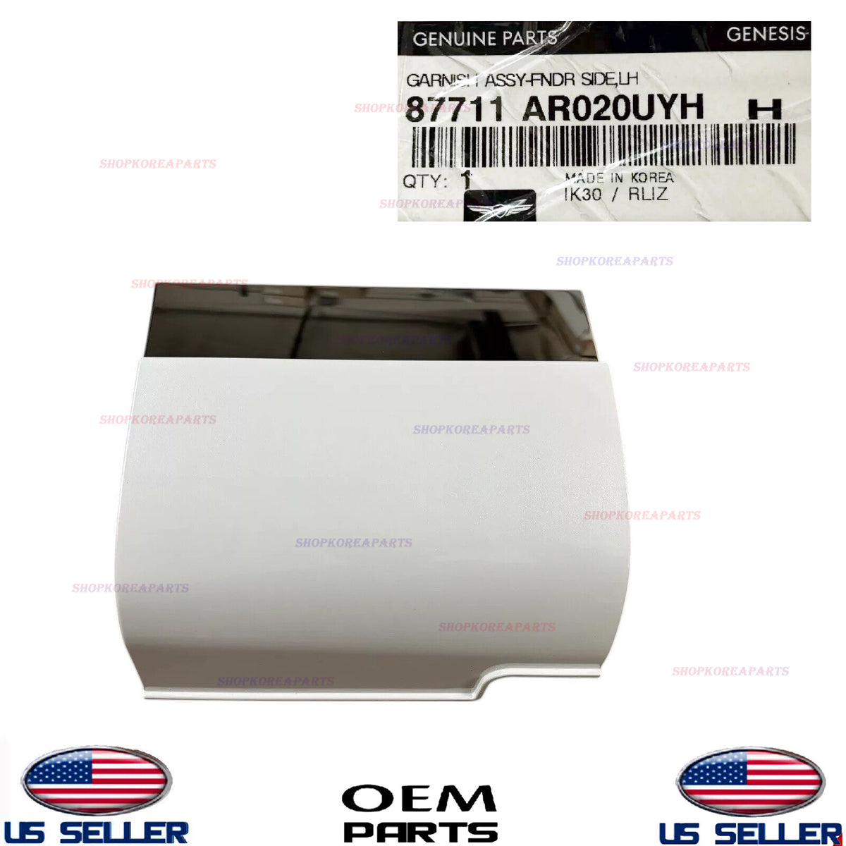 GENUINE OEM Front Fender Garnish Molding Lower LEFT WHITE 2022-26 GV70 non Sport