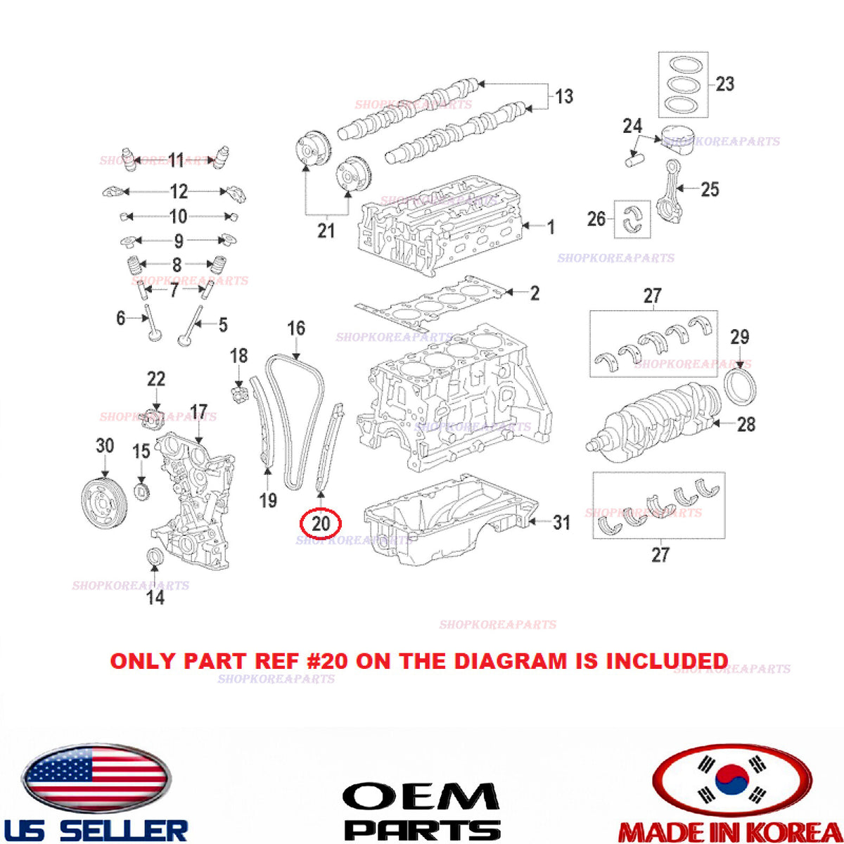 GENUINE Cam Tensioner Guide Chain 1.8+2.0L Engine HYUNDAI KIA *See compatibility